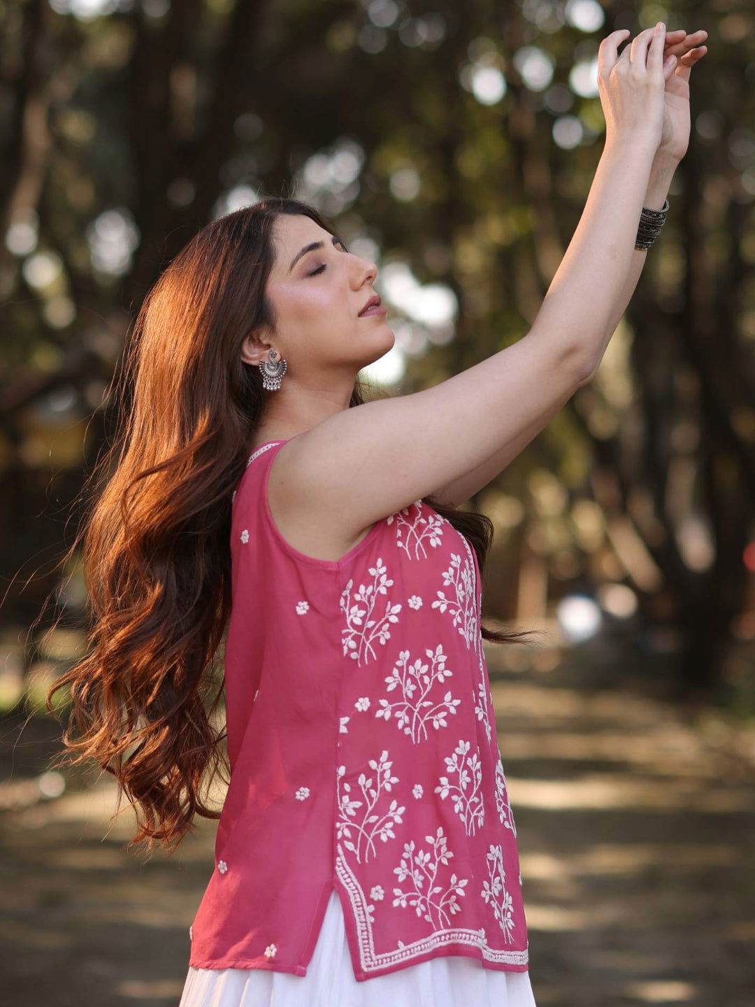 ZAYNA Chikankari Georgette Top - KRI CHIKANKARI